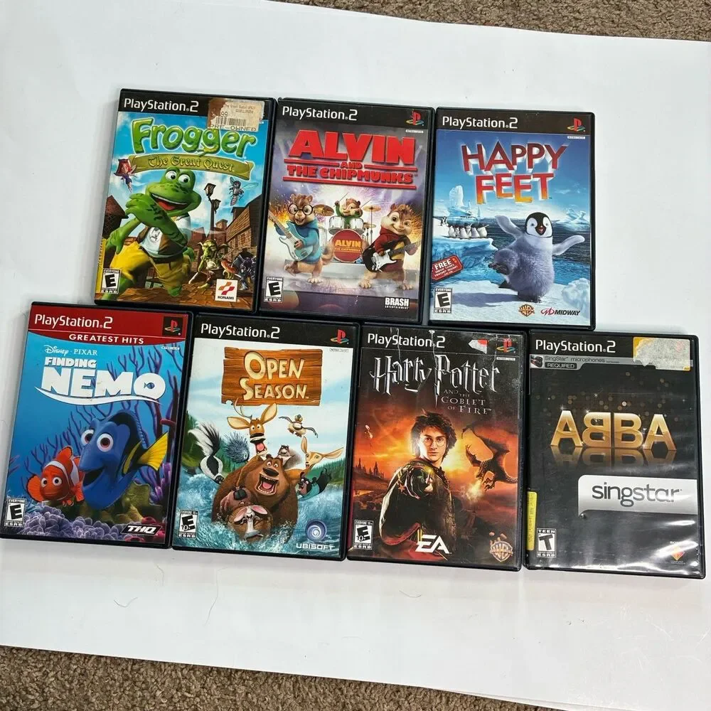 Lot Of 7 PS2 Playstation 2 Games Tested Frogger Happy Feet Harry Potter Nemo